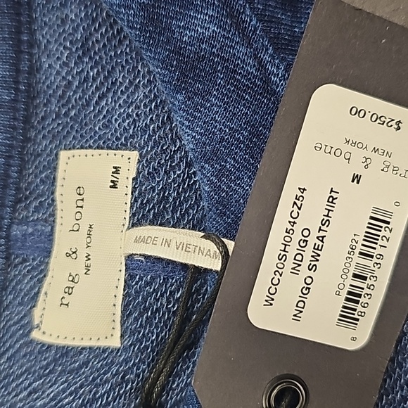 Rag & Bone Terry Sweatshirt, Heathered Indigo Blue, Size Medium, NEW - Picture 6 of 12